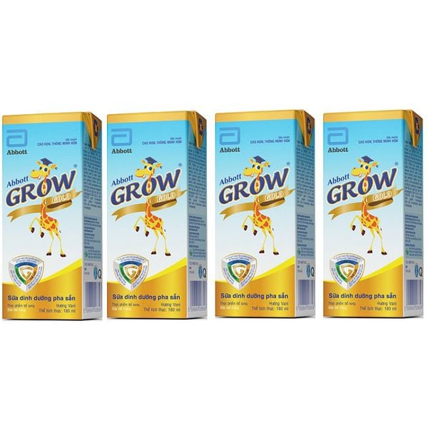  Lốc 4 Hộp Sữa Pha Sẵn Abbott Grow Gold 180 ml 