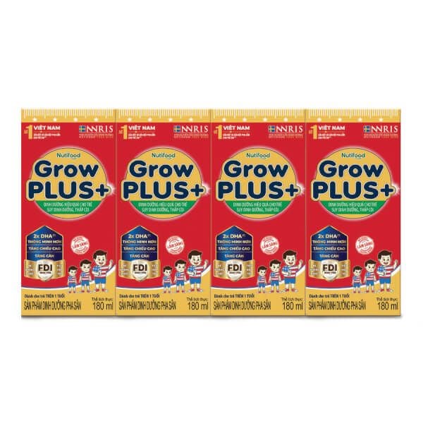  Lốc Sữa Pha Sẵn Nutifood Grow Plus Đỏ 180ml 