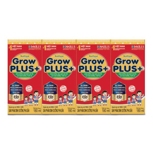  Lốc Sữa Pha Sẵn Nutifood Grow Plus Đỏ 180ml 