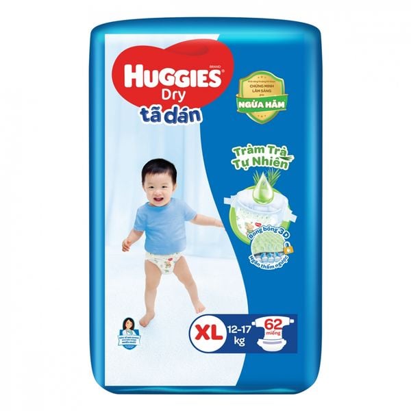  Bỉm Tã Dán Huggies Dry Size XL 62 Miếng 