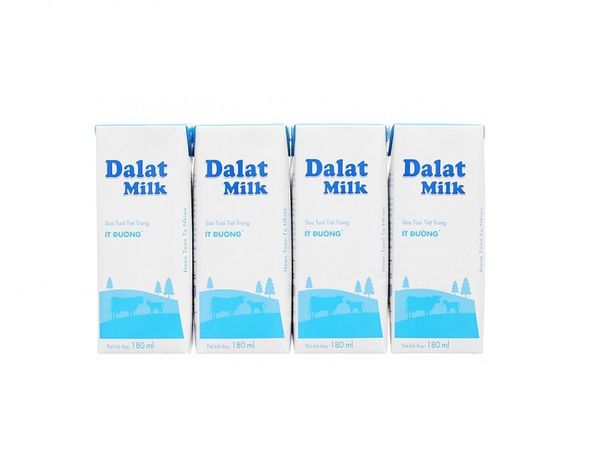  Lốc Sữa Tươi Tiệt Trùng DaLat Milk Ít Đường 180ml 