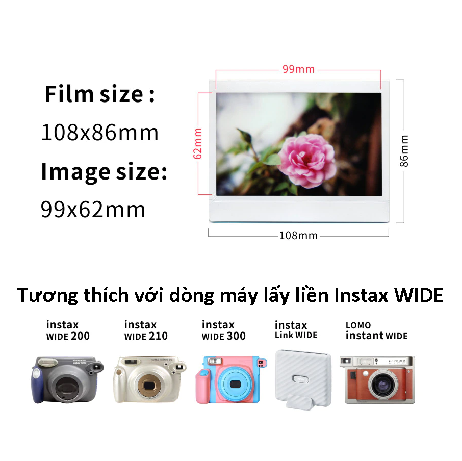 Fujifilm Instax WIDE - Phim cho máy ảnh chụp lấy liền (Chính hãng)