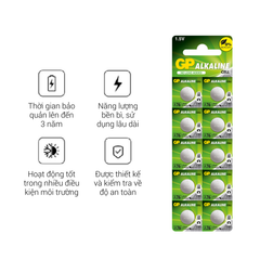 Pin cúc áo GP Alkaline 1.5V LR44 | A76 | SR44 | AG13 | CA18