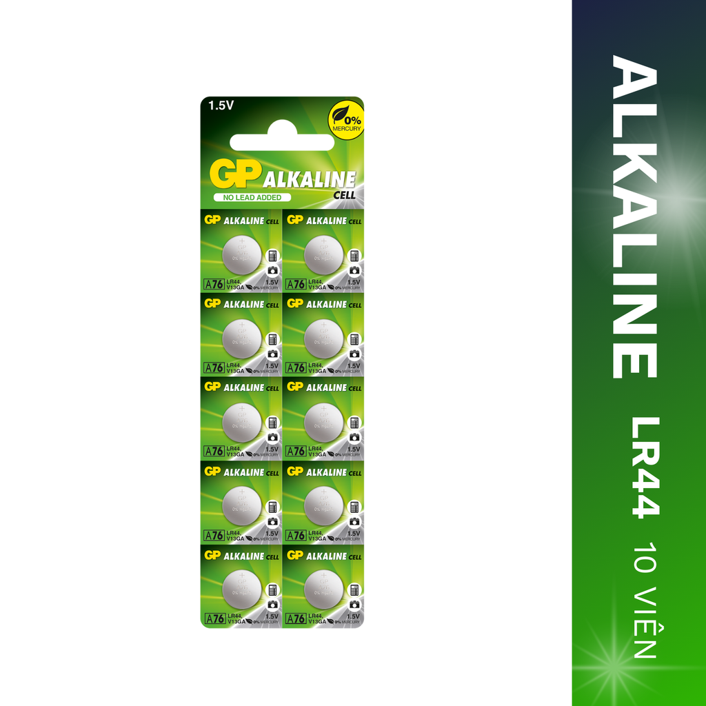 Pin cúc áo GP Alkaline 1.5V LR44 | A76 | SR44 | AG13 | CA18