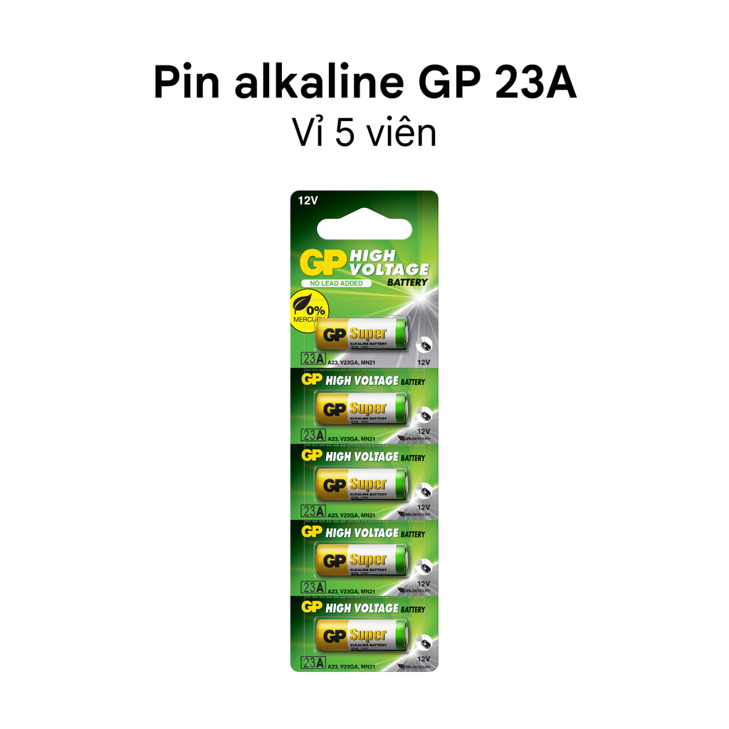Pin hiệu suất cao GP Alkaline 12V A23 | 23A | MN21 | LRV08 | V23GA