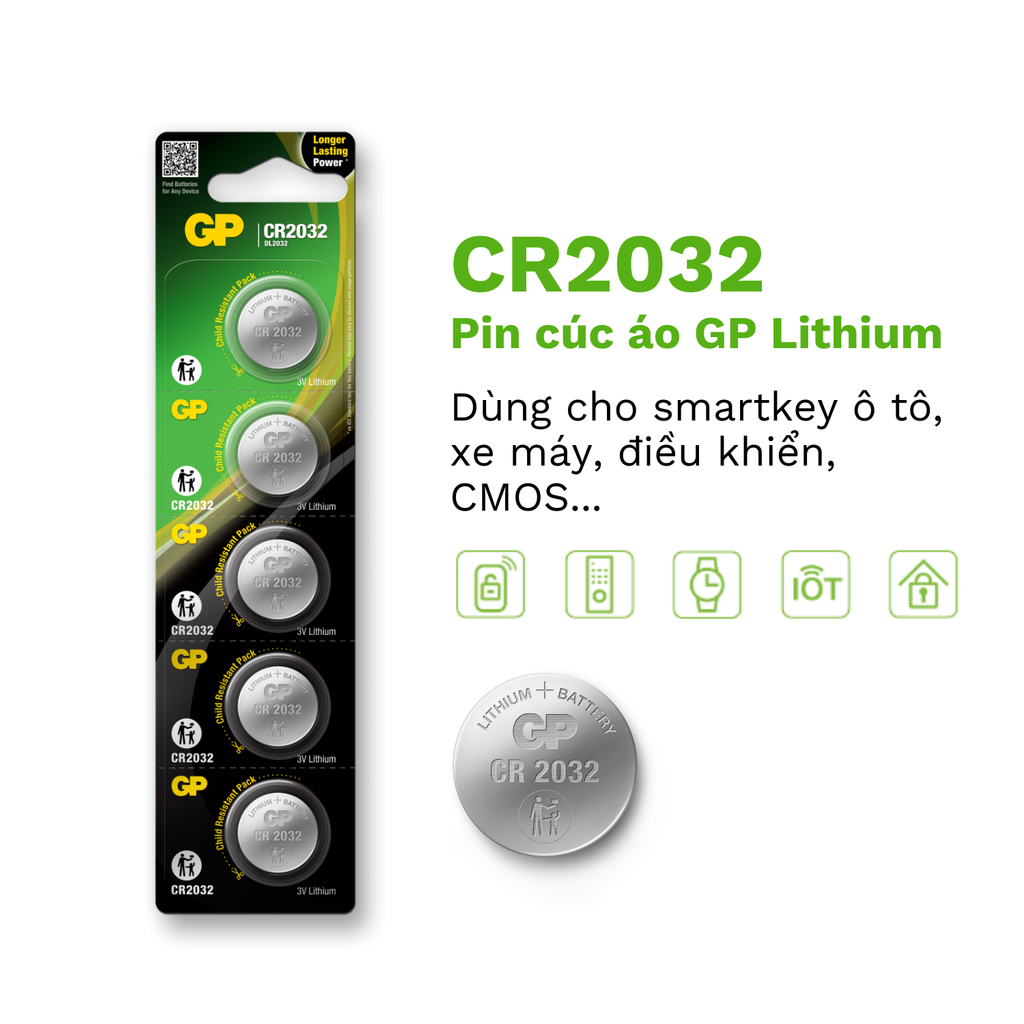 Pin cúc áo GP Lithium 3V CR2032 | DL2032 | 2032