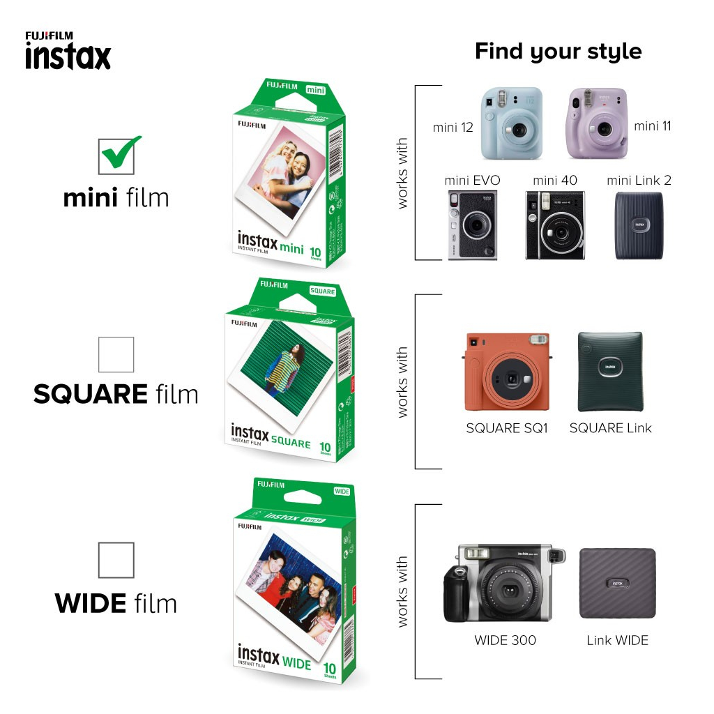 Film chụp lấy liền Fujifilm Instax Mini viền trắng