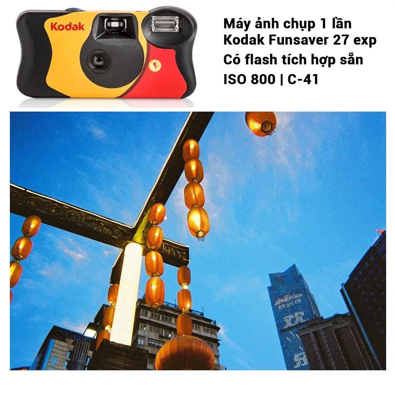 Kodak Funsaver ISO 800 - Máy ảnh film dùng 1 lần có flash