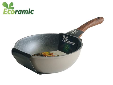  CHẢO ĐÚC SÂU VÂN ĐÁ ĐÁY TỪ 20CM - XÁM SỮA 