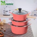  Bộ 3 Nồi Vân Đá Đáy Từ Ecoramic Vline 