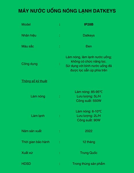 [QUÀ TẶNG KHÔNG BÁN] Máy Nước Uống Nóng Lạnh 3 vòi DATKEYS Kèm Tủ Lạnh Mini Tiết Kiệm Không Gian Tiện Lợi Đảm Bảo Chất Lượng Nước Uống