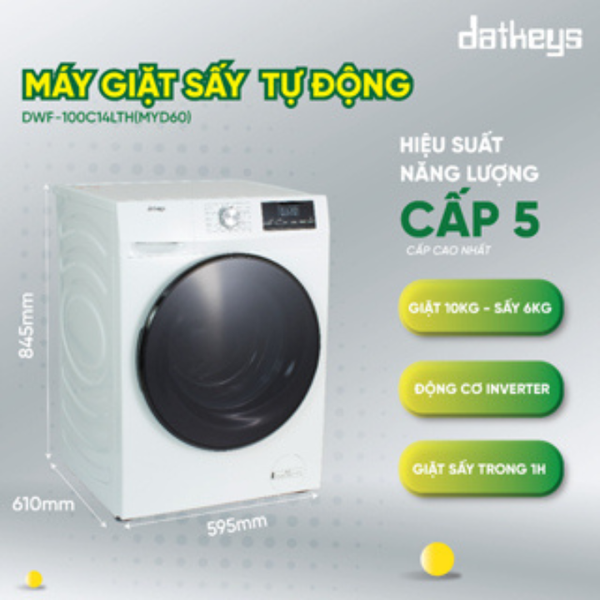 Máy giặt sấy tự động Datkeys 10Kg Model DWF-100C14LTH-MYD60