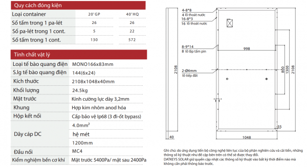 Tấm pin năng lượng mặt trời Datkeys 540W