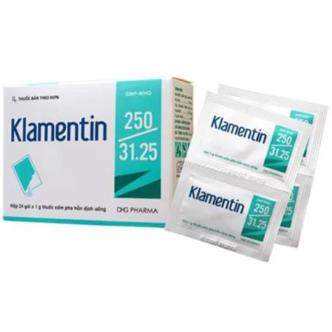 Cốm pha hỗn dịch uống Klamentin 250/31.25 trị nhiễm khuẩn (24 gói x 1g)