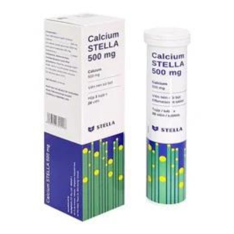 Calcium Stella 500mg tuýp 20 viên trị loãng xương, còi xương