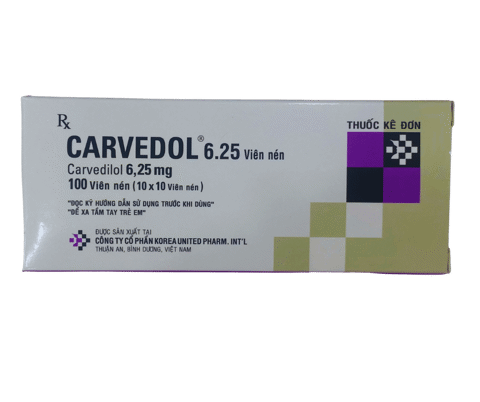 Carvedol trị huyết áp, hoạt chất carvedilol 6.25mg hộp 100 viên