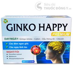 Viên uống hoạt huyết Ginko Happy Premium Cho đêm ngon giấc  cho ngày tỉnh táo hộp 60 viên