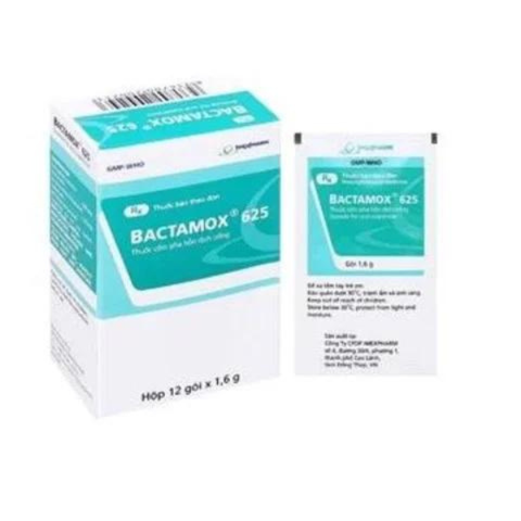 Cốm pha hỗn dịch uống Bactamox 625 trị nhiễm khuẩn (12 gói x 1.6g)