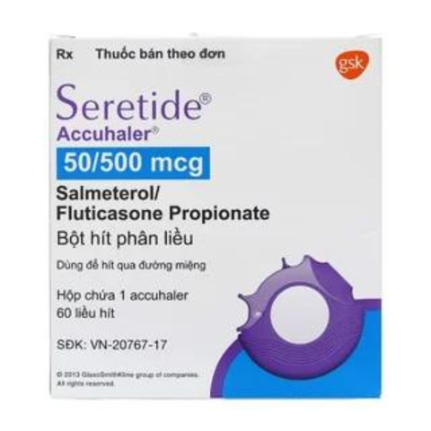 Bột hít phân liều Seretide Evohaler 50/500mcg trị hen suyễn hộp 60 liều hít