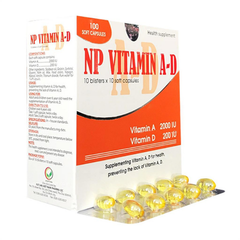 Viên uống bổ sung Vitamin A-D trà vinh pharma hộp 100 viên