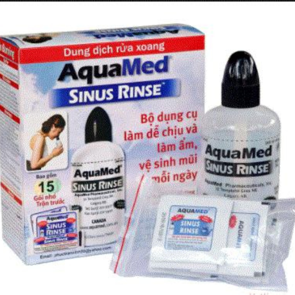 Bộ dụng cụ rửa mũi người lớn AquaMed Sinus Rinse hộp 1 bình 240ml + 15 gói hỗn hợp