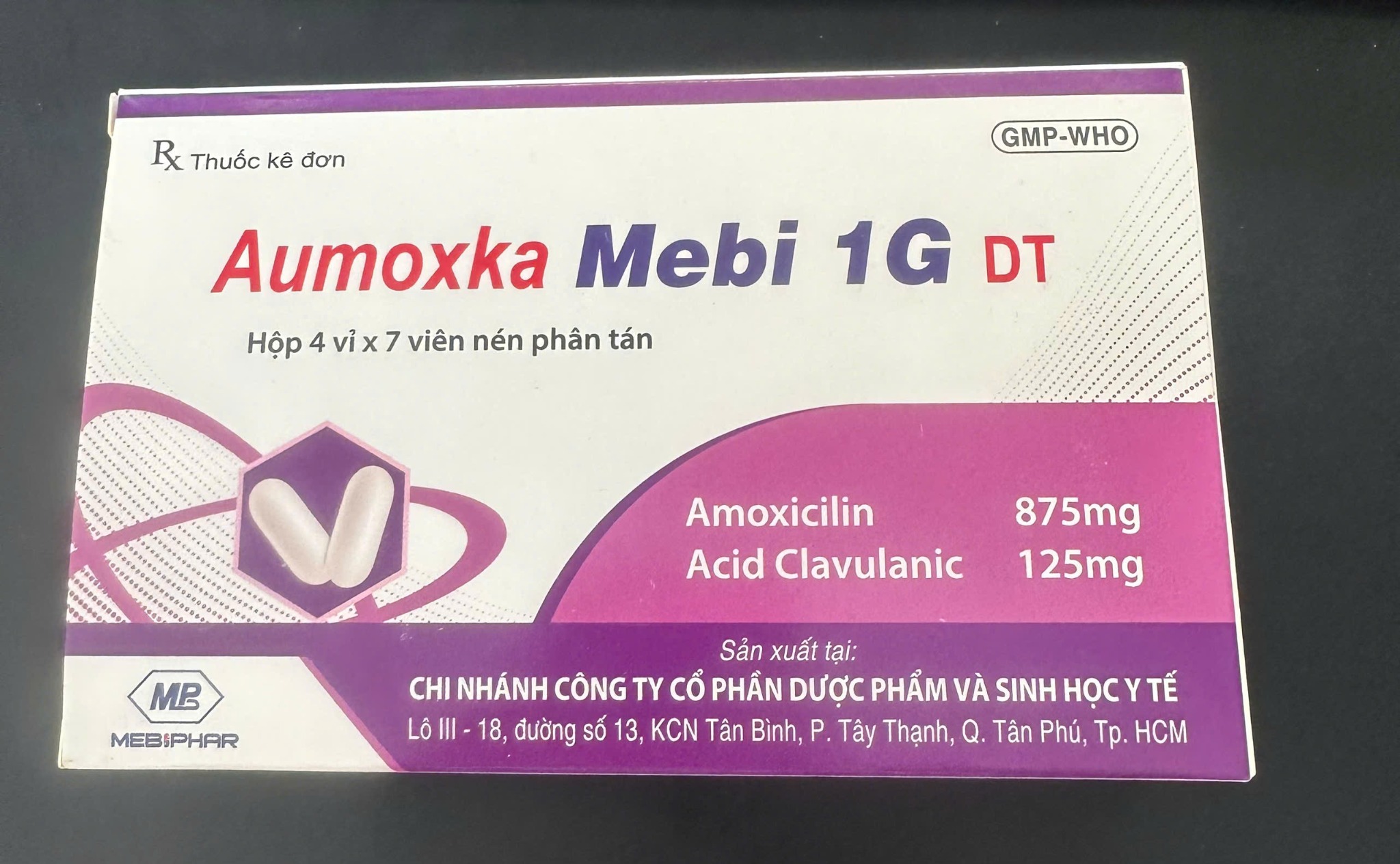 Aumoxka Mebi 1g viên phân tán hộp 28 viên