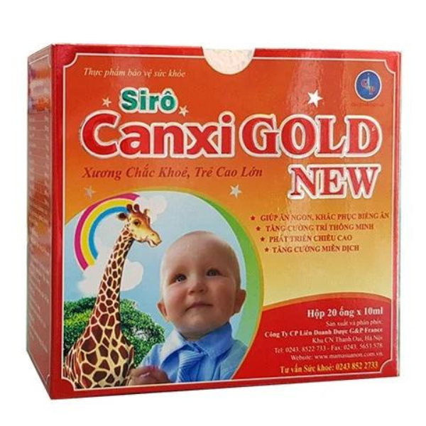 Canxi Gold New giúp bé ăn ngon miệng, tăng chiều cao, dễ hấp thu, hỗ trợ tiêu hóa hộp 20 ống