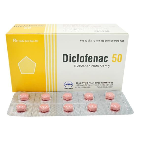 Diclofenac 50mg tw25 hộp 100 viên