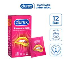 Bao cao su Durex Pleasuremax có chấm nổi 56mm hộp 12 cái