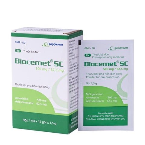 Biocemet SC 500mg/62.5mg hộp 12 gói