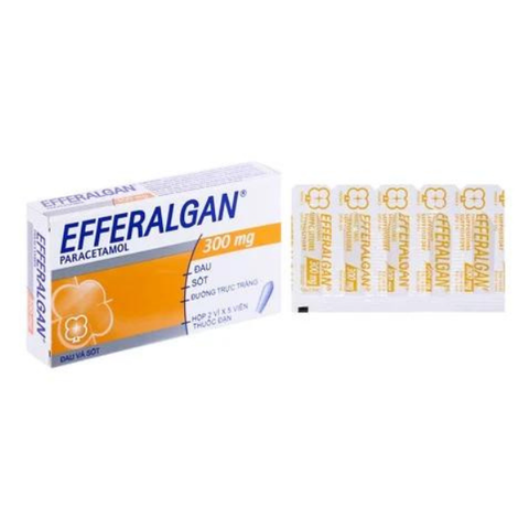 Viên đặt trực tràng Efferalgan 300mg giảm đau, hạ sốt (2 vỉ x 5 viên)