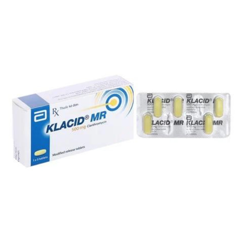 Klacid MR 500mg trị nhiễm khuẩn (1 vỉ x 5 viên)