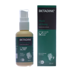 Thuốc xịt họng Betadine 0.45% trị nhiễm khuẩn miệng, họng chai 50ml