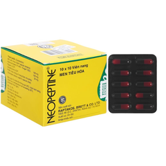 Neopeptine bổ sung men tiêu hóa, trị đầy hơi (10 vỉ x 10 viên)