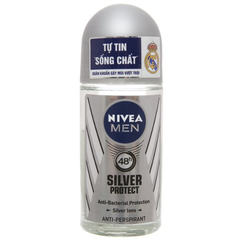 Lăn khử mùi Nivea Men Silver Protect ngăn vi khuẩn gây mùi chai 50ml