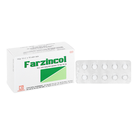Farzincol 10mg bổ sung kẽm, trị tiêu chảy (10 vỉ x 10 viên)
