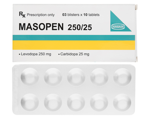 Masopen 250/25 Hasan điều trị triệu chứng bệnh parkinson (3 vỉ x 10 viên)