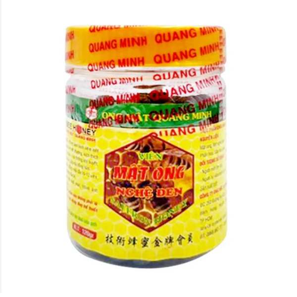 Mật Ong Nghệ Viên Đen Quang Minh hỗ trợ làm lành viêm loét dạ dày chai 120g