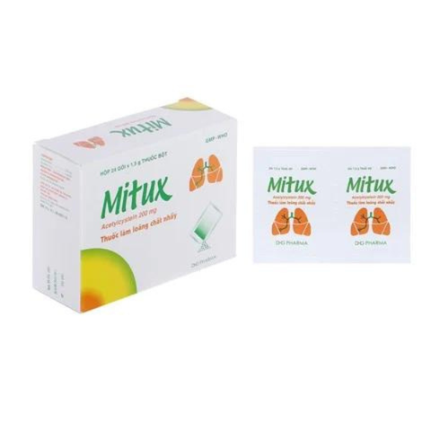 Thuốc bột Mitux 200mg tan đàm trong bệnh lý hô hấp (24 gói x 1.5g)