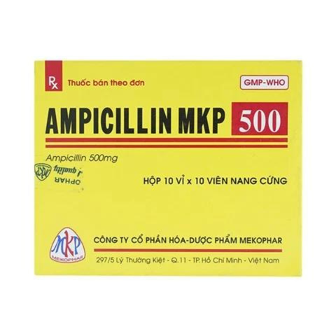 Ampicillin 500mg MKP hộp 100 viên