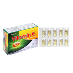 PV Vitamin E Gold hạn chế lão hóa, làm đẹp da hộp 30 viên