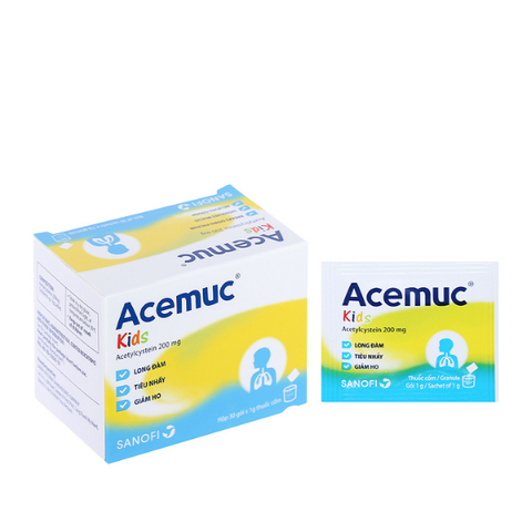 Thuốc cốm Acemuc Kids 200mg tan đàm trong bệnh lý hô hấp (30 gói x 1g)
