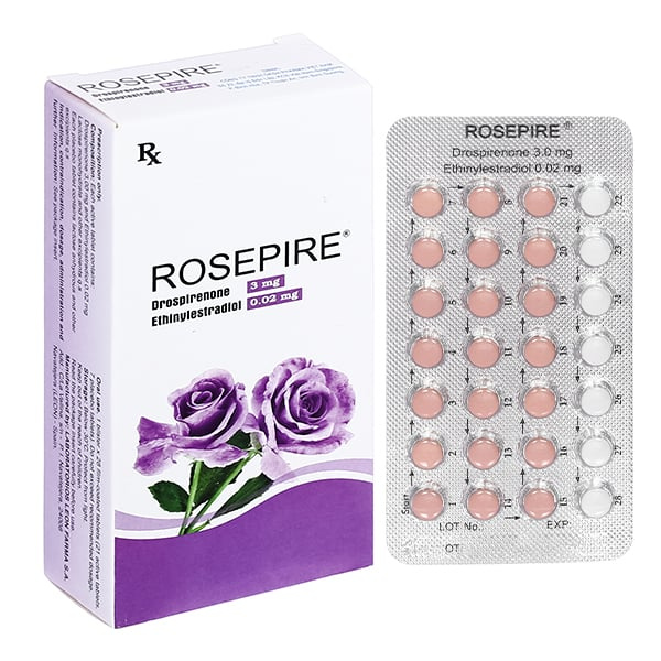 Rosepire 3mg/0.02mg thuốc tránh thai hằng ngày (1 vỉ x 28 viên)