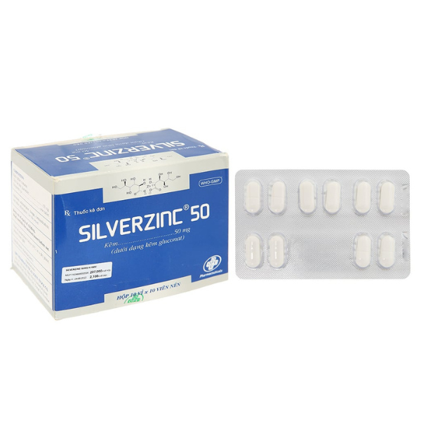 SilverZinc 50mg bổ sung kẽm, hỗ trợ điều trị tiêu chảy (10 vỉ x 10 viên)