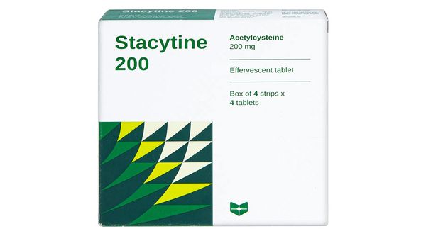 Viên sủi Stacytine 200mg tiêu nhầy trong viêm phế quản cấp và mãn tính hộp 16 viên