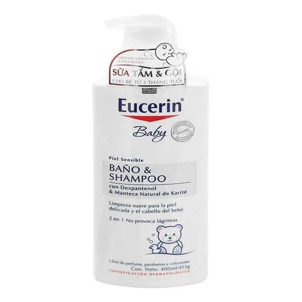 Sữa tắm gội Eucerin baby chăm sóc làn da nhạy cảm cho bé chai 400ml