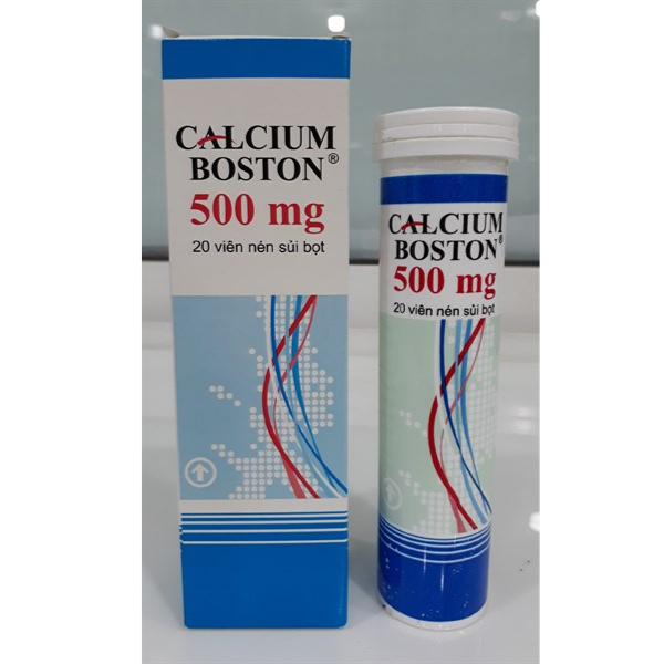 Viên nén sủi bọt Calcium Boston 500mg trị loãng xương, nhuyễn xương tuýp 20 viên