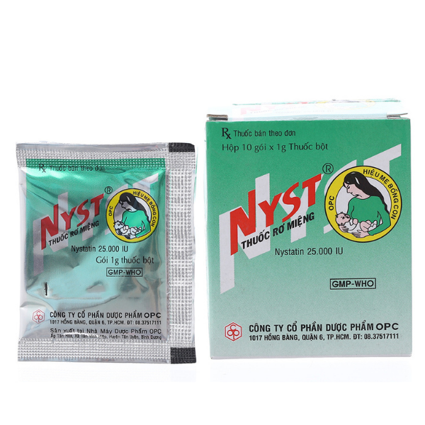 Thuốc bột rơ miệng Nyst trị nấm khoang miệng (10 gói x 1g)