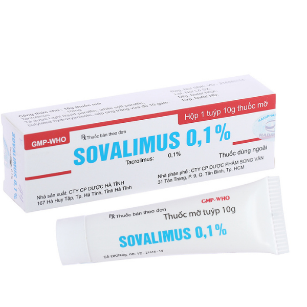 Thuốc mỡ bôi da Sovalimus 0.1% trị chàm thể tạng tuýp 10g