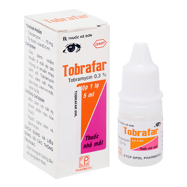 Thuốc nhỏ mắt Tobrafar 0.3% trị nhiễm khuẩn mắt lọ 5ml